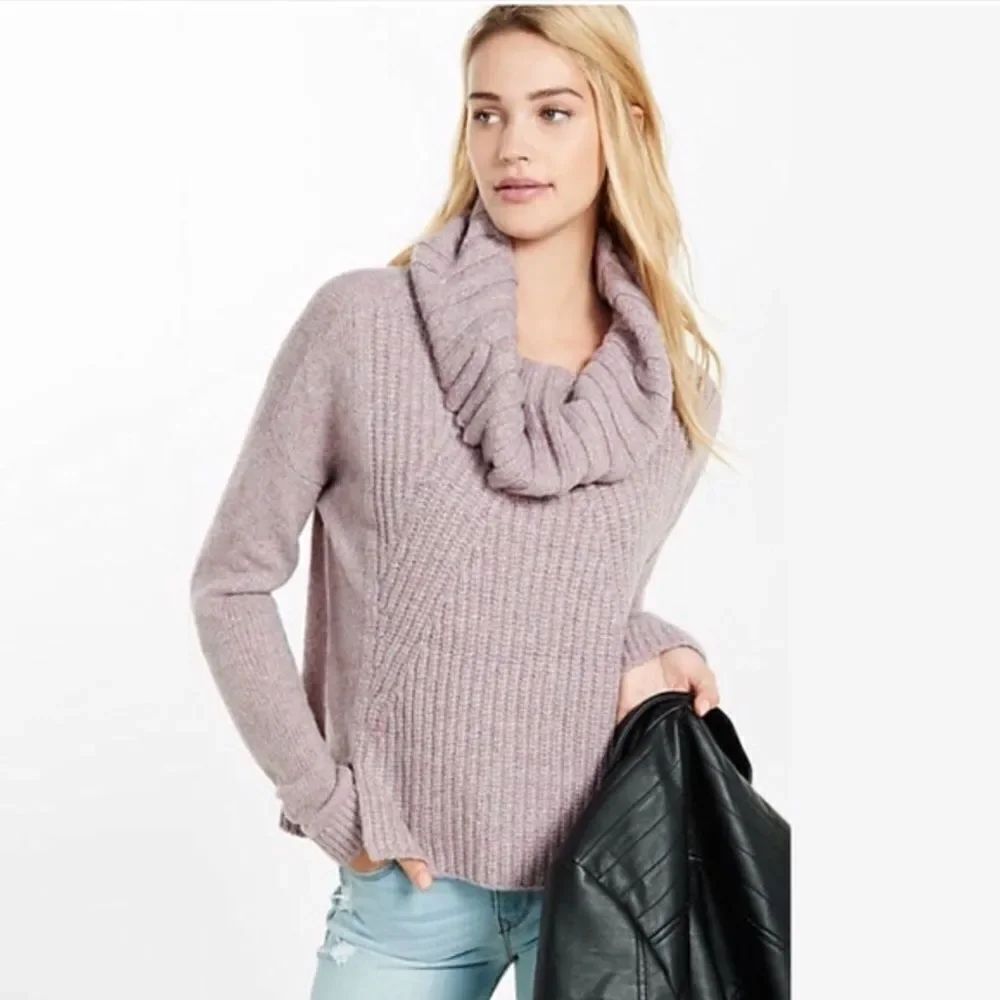 ✨ Express Mixed Knit Cowl Neck Boxy Sweater✨